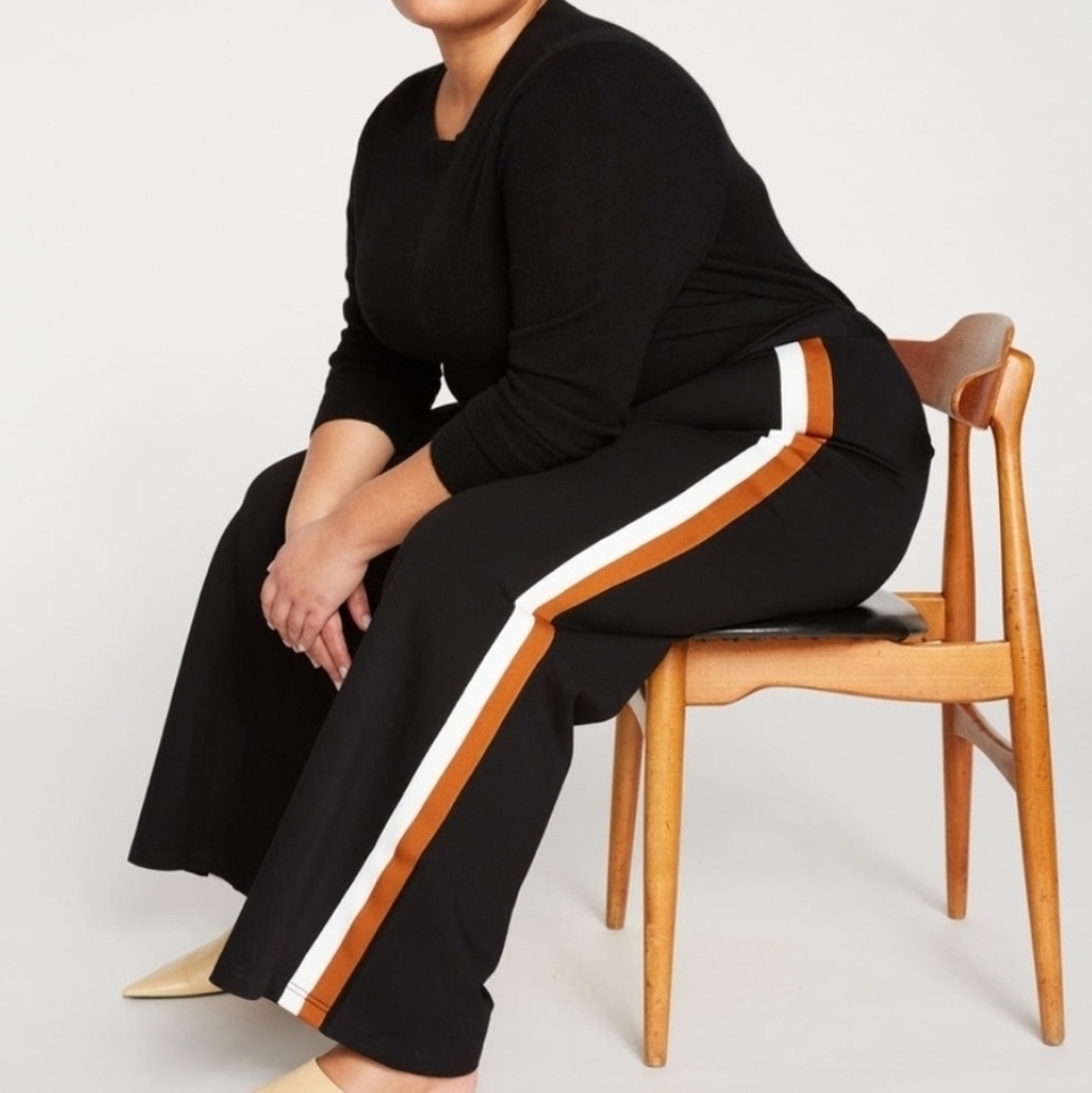 Black Wide-Leg Pants with Stripes 1x/2x